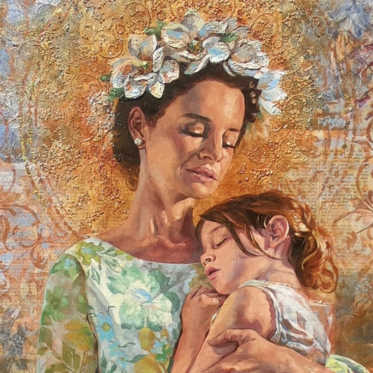Help thou mine unbelief. Oil painting on multimedia board. Divine Feminine art by Lynde Mott.