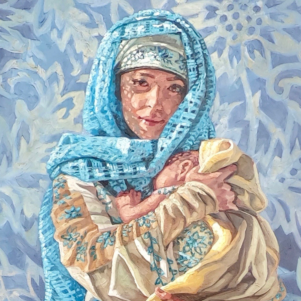 Let Earth Receive Her King, oil painting on canvas. Mary, mother of Jesus. Devotional art by Lynde Mott.