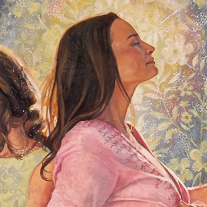 Mary and the Midwives. Oil painting on canvas. Divine Feminine art by Lynde Mott.